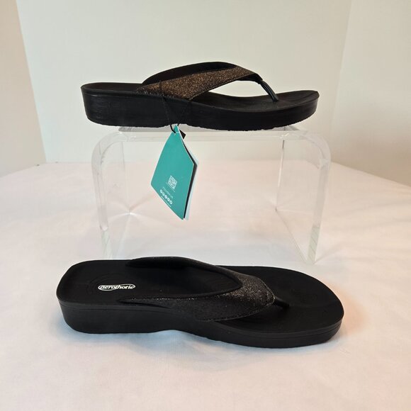 AEROTHOTIC  Slip On Recovery Footwear Plantar Fasciitis Flip Flops Sz: 39 Black - Picture 8 of 12